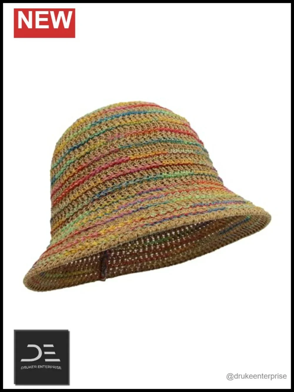 Knitted Straw Bucket Hat Packable Travel Sun Hat UV Protection